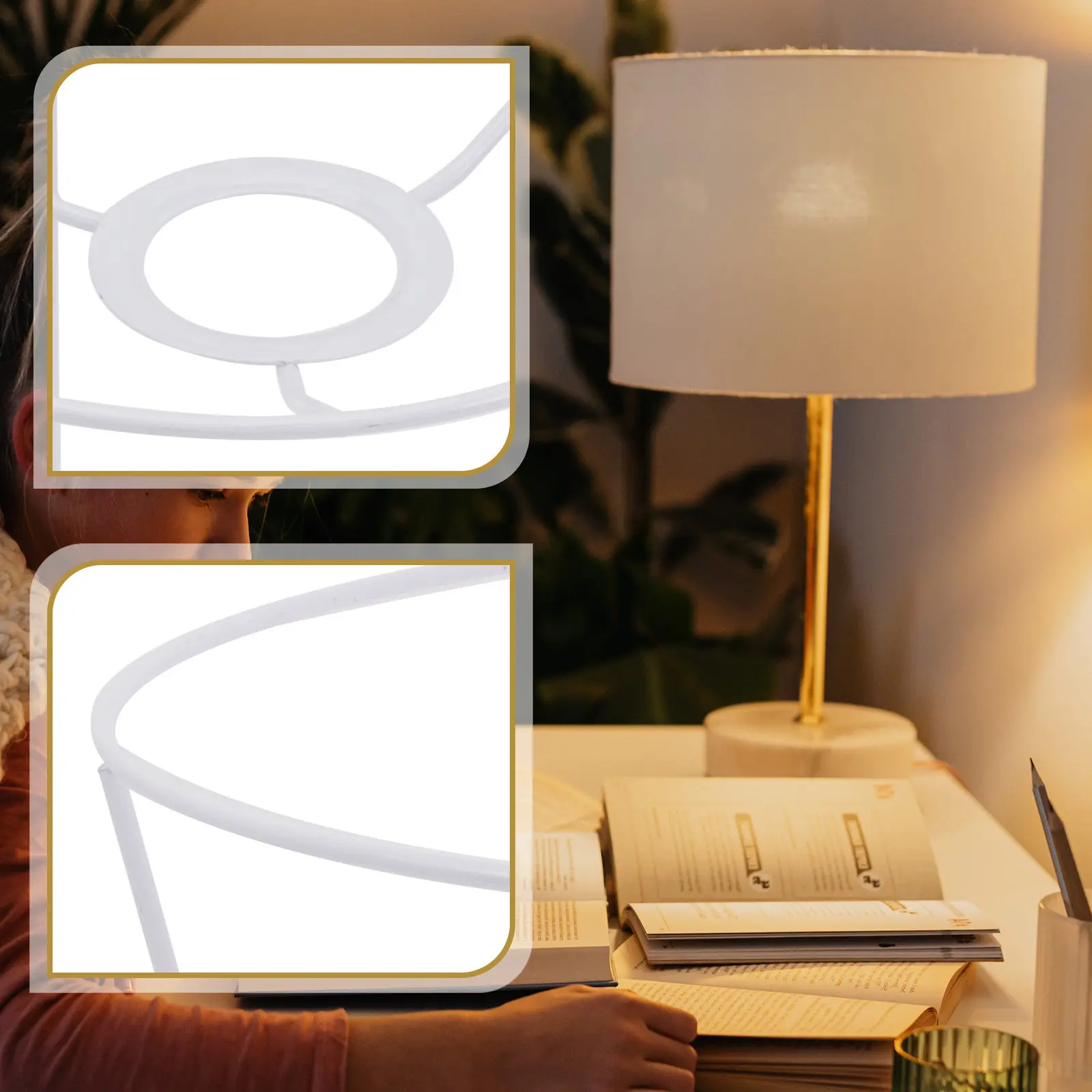 Iron Lampshade Frame Round Support for DIY Table Lamp Ch Lights Cover Rack Durable Stable Performance Lightweight Simple