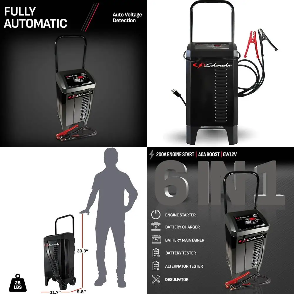 

Колесное автоматическое зарядное устройство для автомобильного аккумулятора 6А и стартер двигателя 200А, решение 6-в-1, обслуживание, повышение 40А, для Power Sport 6 В/12 В