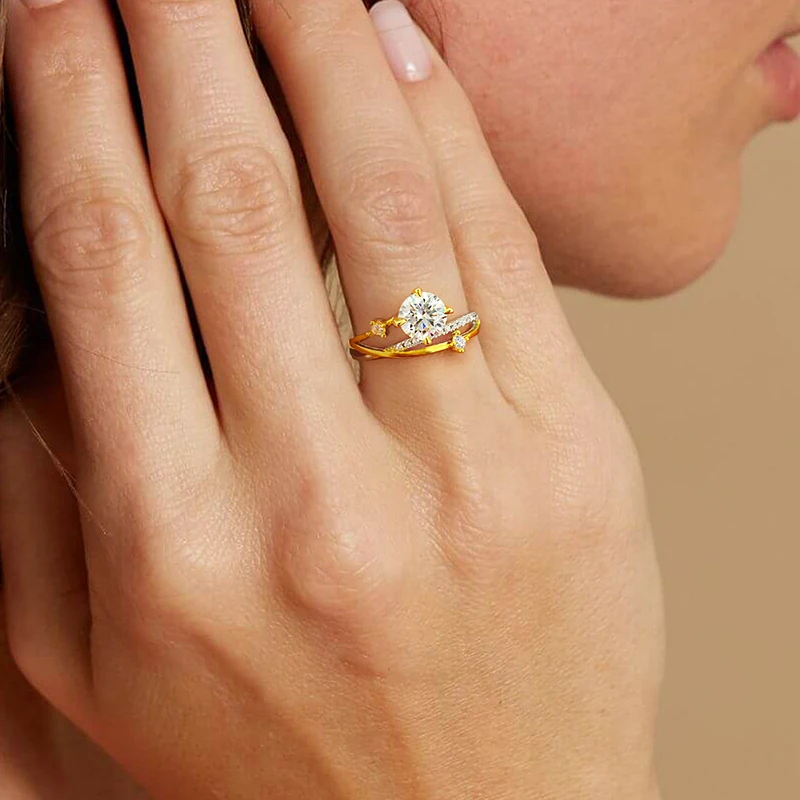 GRA 1CT zertifizierter runder Moissanit-Diamant, romantische Eheringe für Frauen, Dating-Geschenk, 925er Sterlingsilber, edler Schmuck – Detail 5