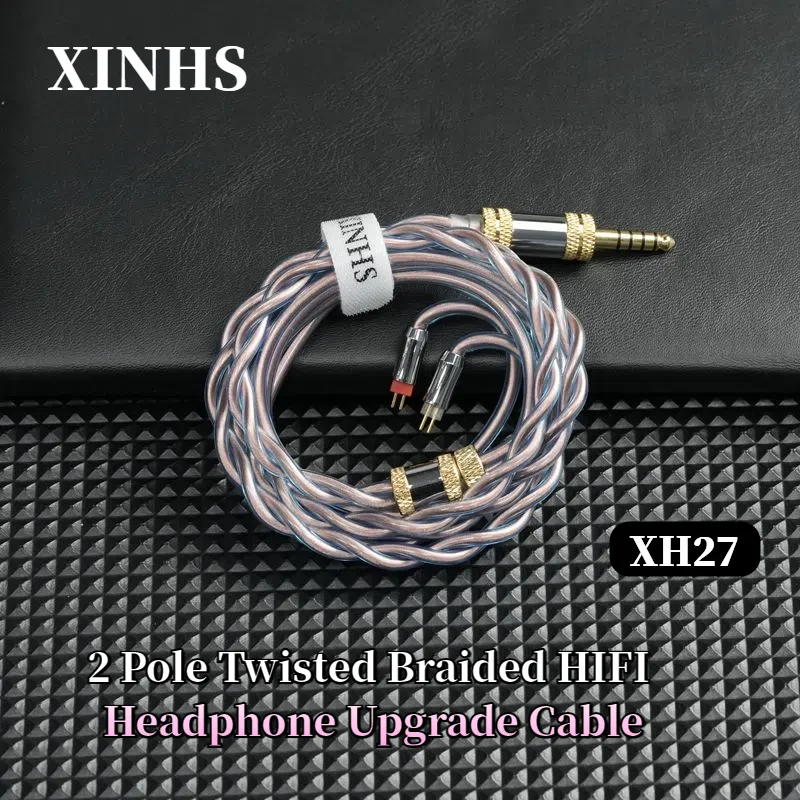 

XINHS XH27 Pink 2-Cores 7N Mono-Crystalline Copper Silver-Plated + Alloy Silver-Copper HIFI Headphone Upgrade Cable QDC/IE900