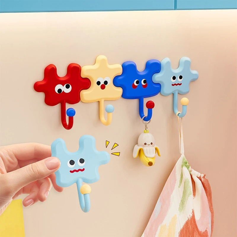 

Cute Dopamine Puzzle Suction Cup Hook For Bathroom Door Towel Kitchen Wall Hanger