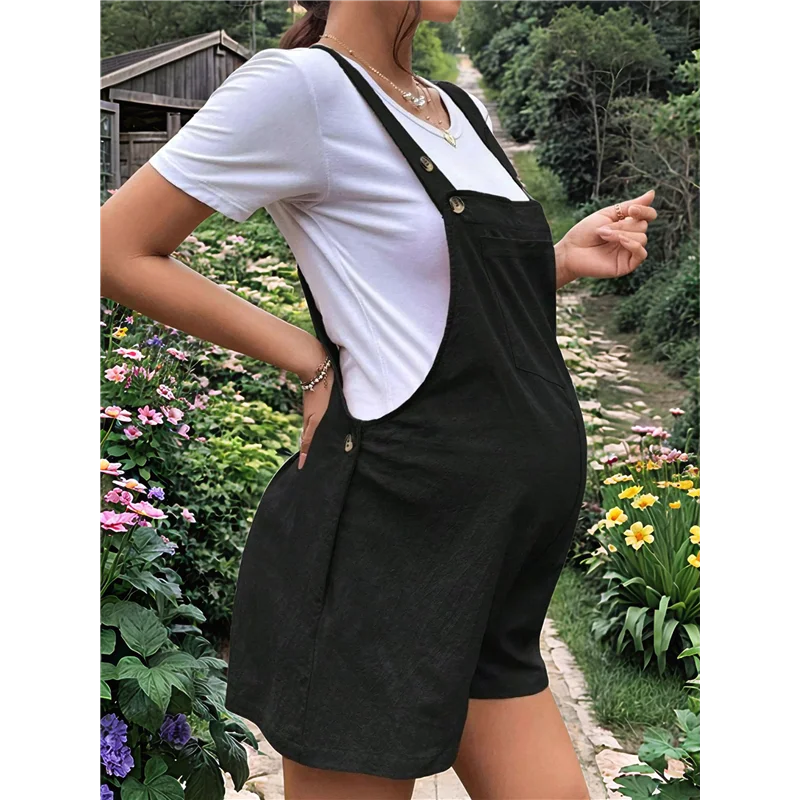 

CGS-Women's Summer Casual Bib Short Overalls Loose Linen Jumpsuit Beach Outfits Travel Vacation Clothes