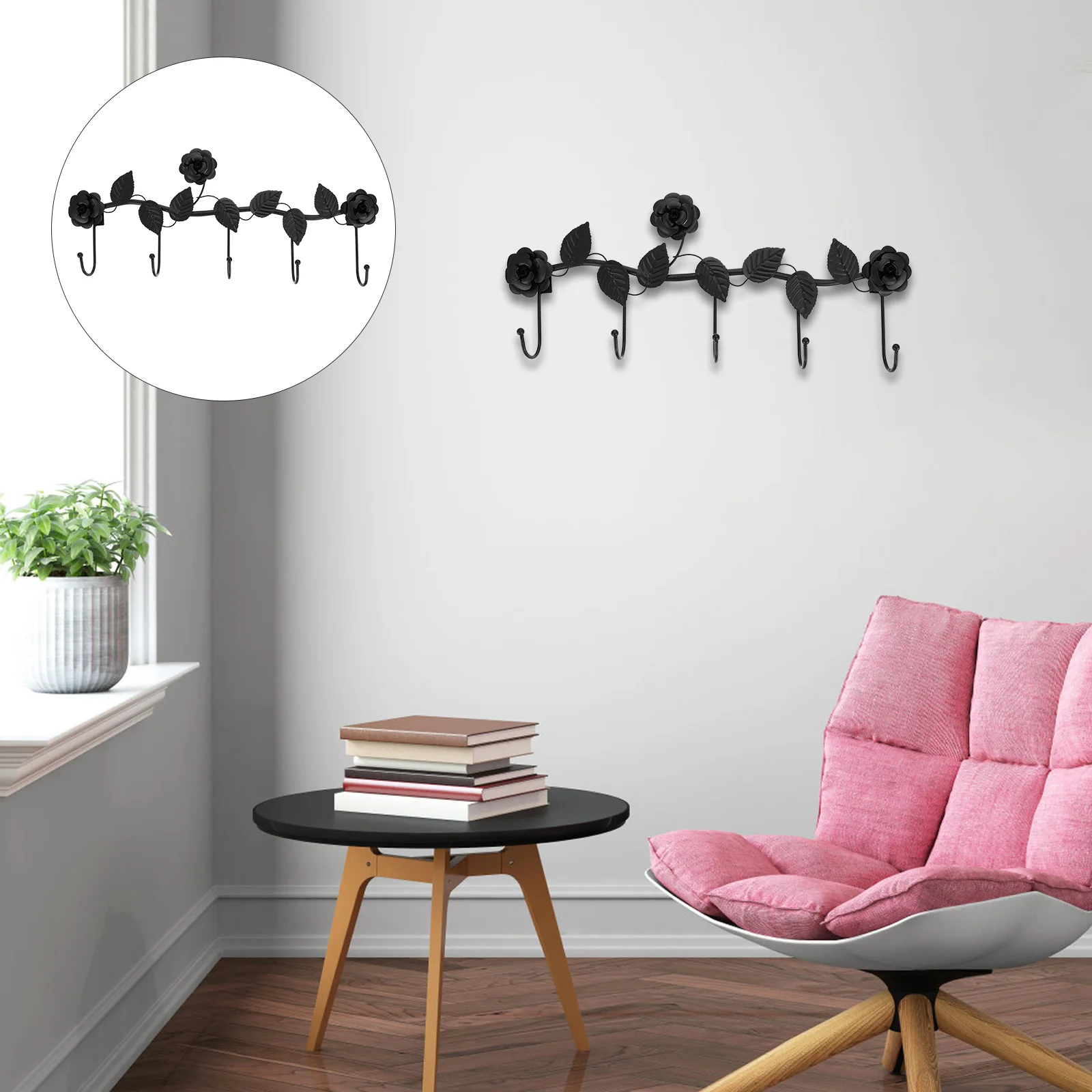 Rose Hook Decor Hat Hanging Wall Decorative Hanger Metal Vine Living Room Iron Key Clothes Coat and Bedroom Hooks for Things