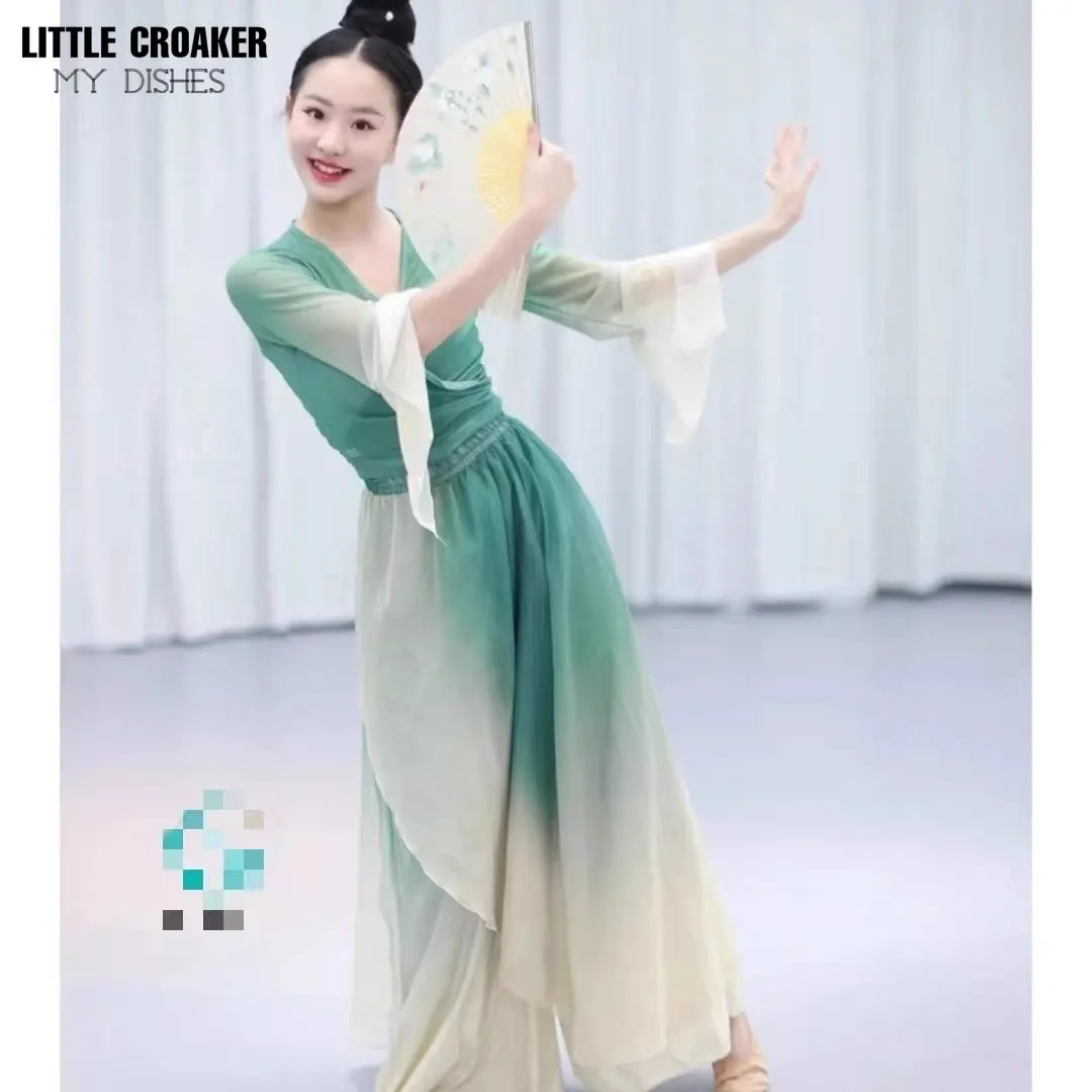 

Traje Danza China Folclorico Dance Clothes Elastic Gauze Chinese Dance Body Rhyme Gauze Performance Dance Suit Women