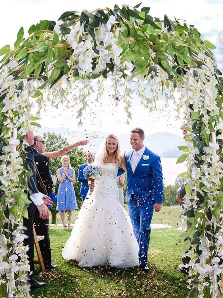 2 stks 7ft Kunstmatige Zijdebloem Garland Blauweregen Bloesem Wijnstok Bloemenkrans Garland Bruiloft Home Decor Huwelijksboog Bloemen Decor - afbeelding 2