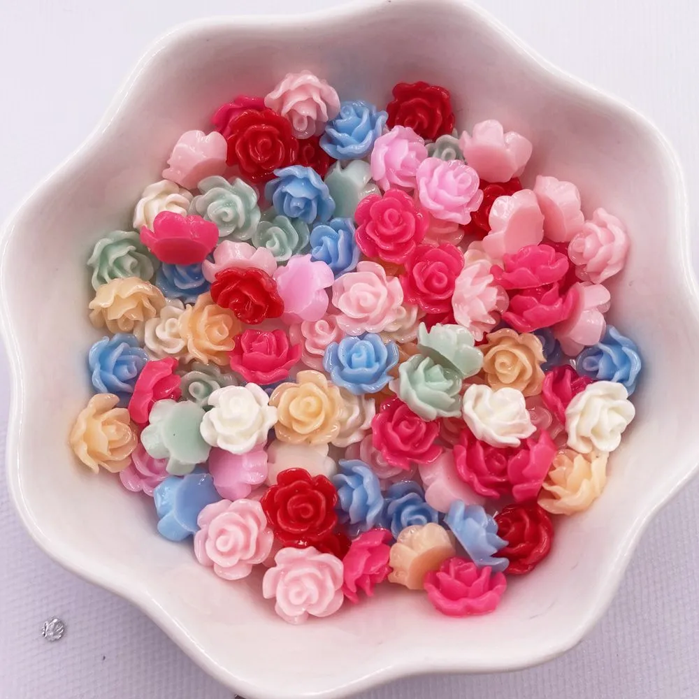 5mm 8mm 10mm AB Resin 3D Rose Flower Crystal Gems Flatback Rhinestone Scrapbook Wedding Applique Nail Art Decor Figurines Crafts