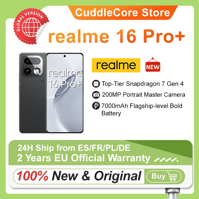 realme 16 Pro Plus 5G Smartphone Versión EU Snapdragon 7 Gen 4 Cámara de 200MP Batería de 7000mAh Pantalla Curva AMOLED de 6.8'' 144Hz NFC