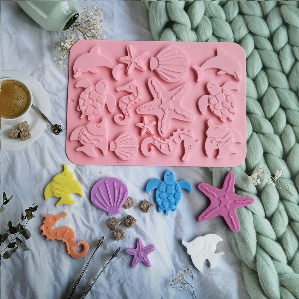 

Silica Gel Cake Baking Decoration Marine Biological Silicone Chocolate Mold Marine Series Sea Star Seahorse Shaped Baking Tools