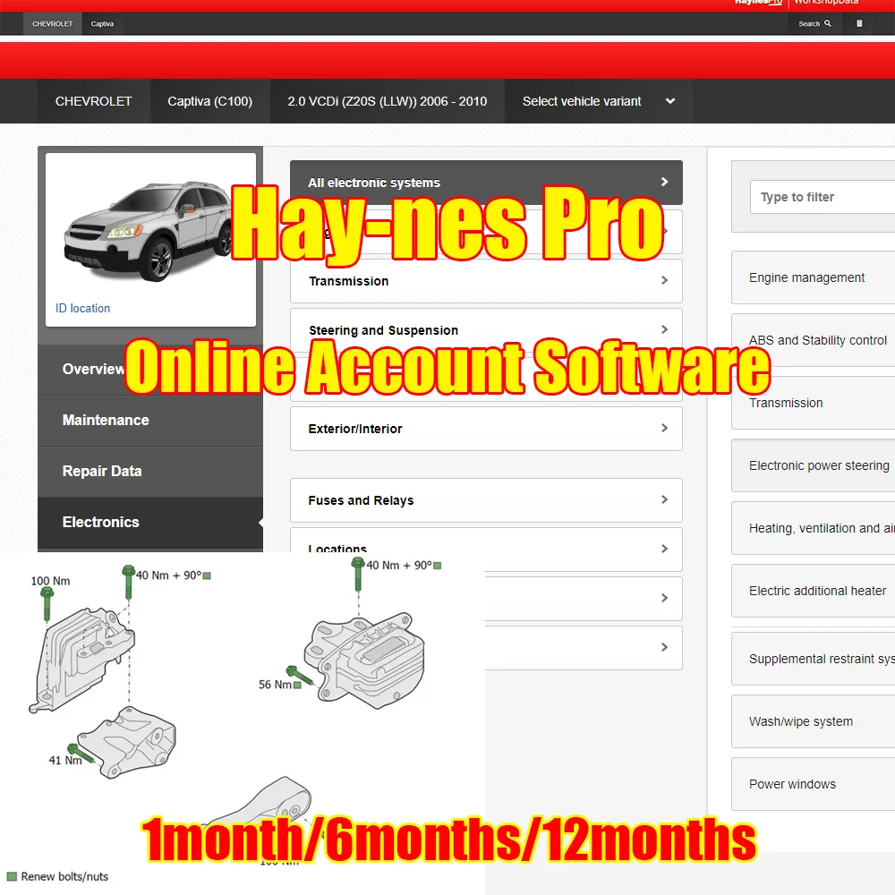 

NEW Online Account Software Hay-nes Pro Car Repair Tools Auto Maintenance Software All Data Support Printing and Mobile/PC Login