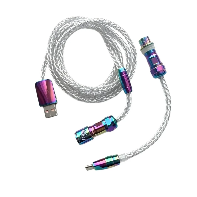 Fantastudio 8k Mechanical Keyboard Cable 1.4m Usb-c Single Crystal Copper Silvery Aviator Cable Diy Customizable Pattern/color