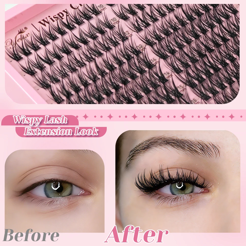 Yelix DIY Wispy Cluster Lashes, schlankes, seidiges Baumwollband, 300 Stück, große Kapazität, Großhandel für Schönheitssalons und Distributoren. – Detail 5