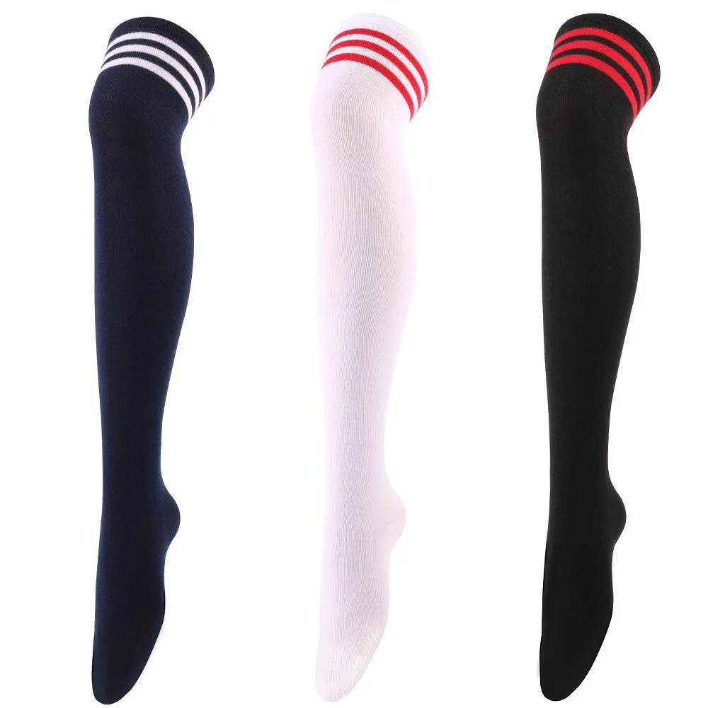 Frauen JK Strümpfe Halloween Party Cosplay Socken Über Knie Oberschenkel Socken Warme Strumpf Frauen Boot Socke Triple Streifen Lange Socken – Detail 3
