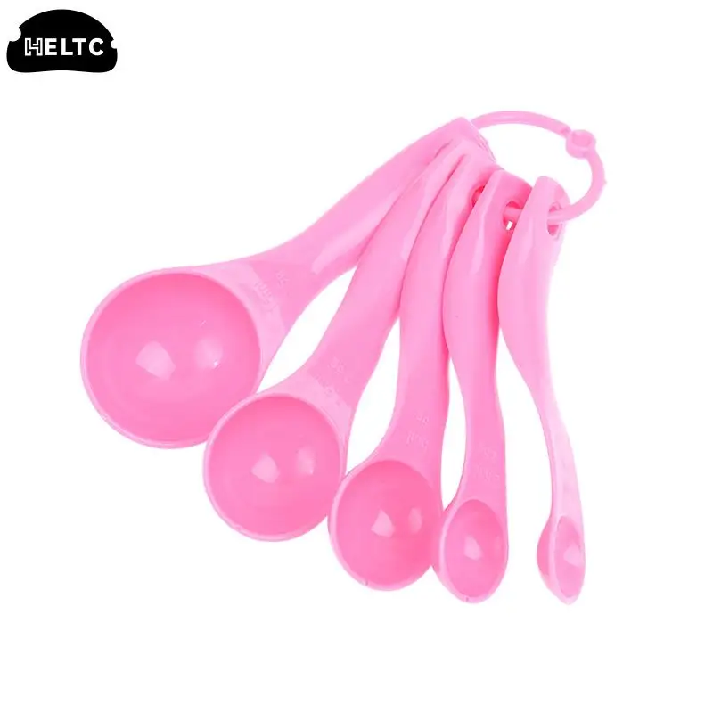 1/5PC Home Measuring Spoon Set Double Scale Measuring Spoon Ml/g Cake Baking Flour Measuring Cups Pink Plastic Measuring Spoon