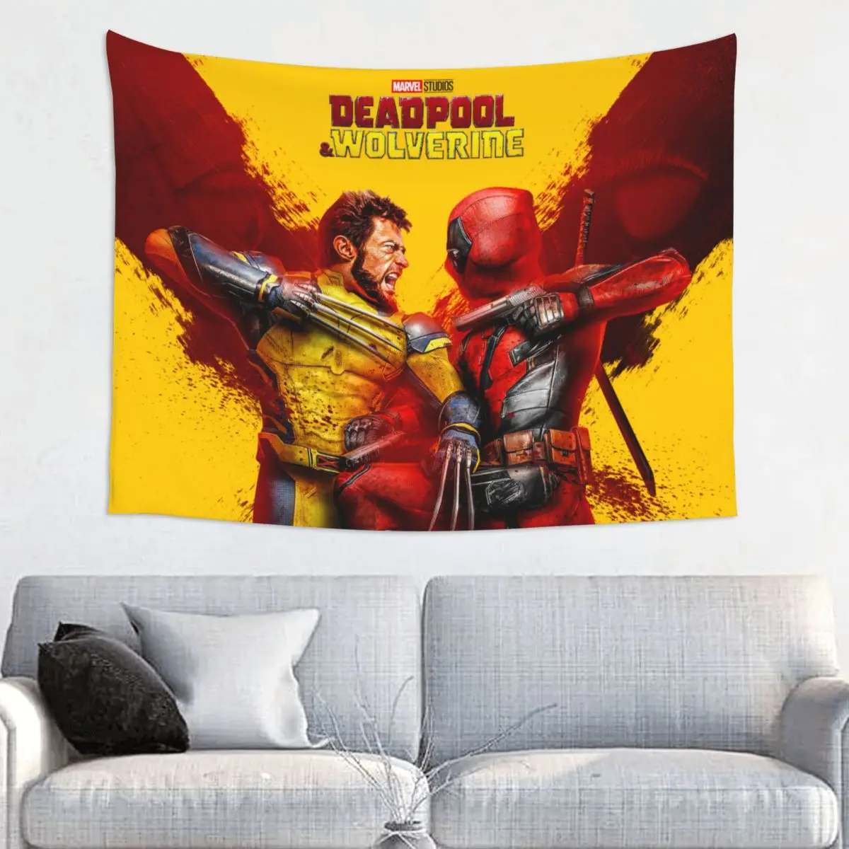 Deadpool And Wolverin Wall Tapestry Decorative Tapestries Poster for College Dorm Wall Hanging Decor