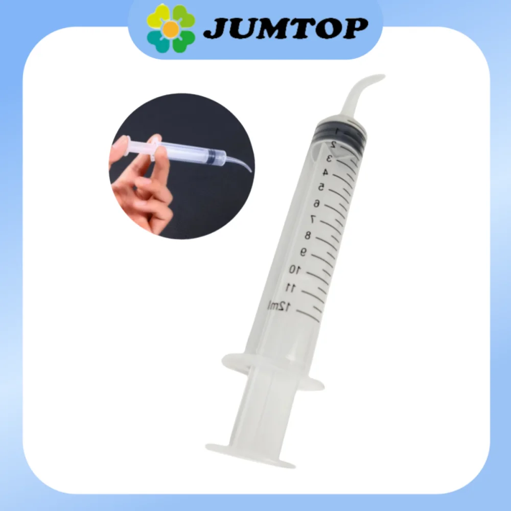 

Disposable 5PCS Transparent Dental Irrigation Syringe With 12ml Curved Tip Oral Hygiene Tooth Whitening