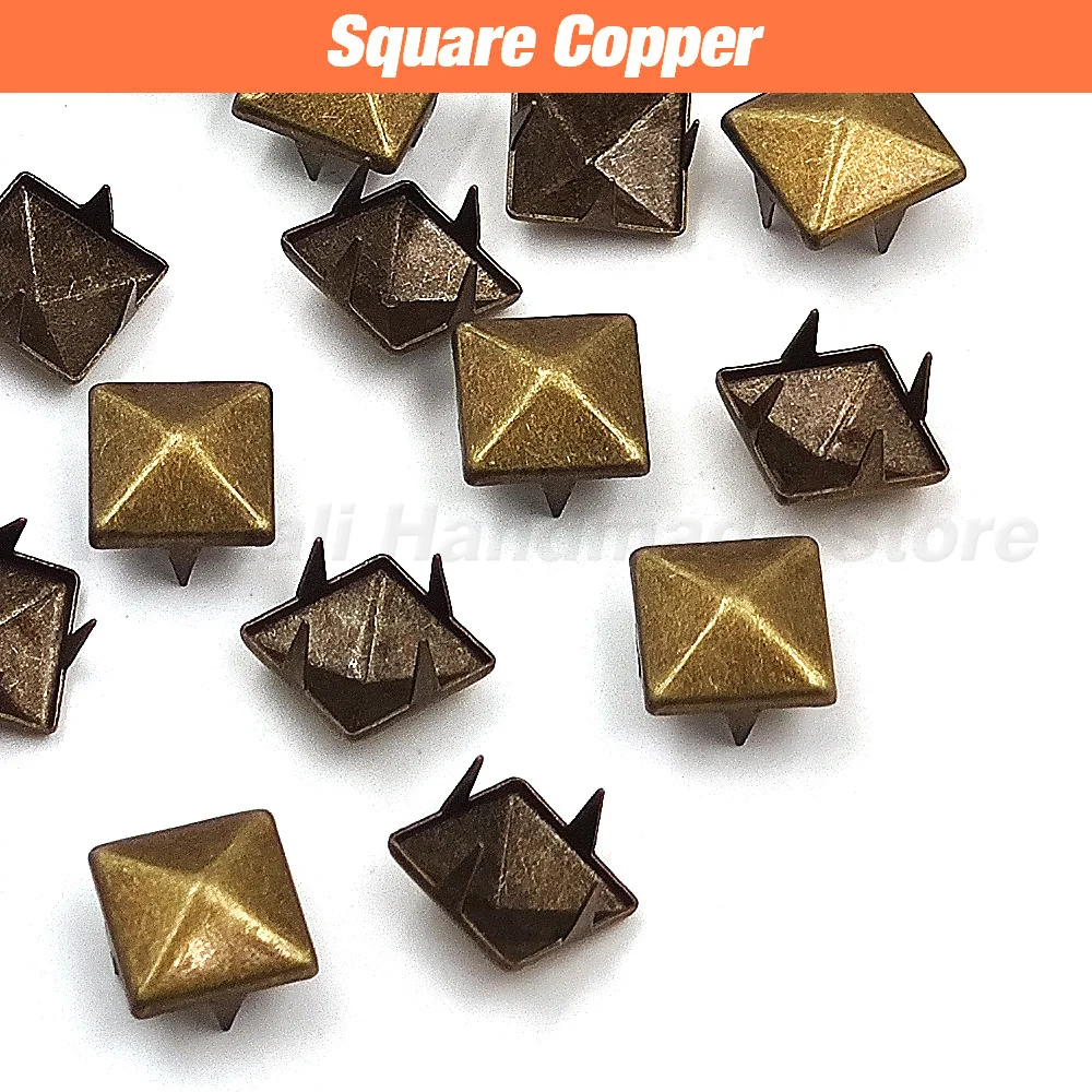 100Pcs 6/7/8/9/10/12mm Metal Spike Rivets Square/Round Studs Punk Rock Leather Craft For Clothes/Shoes/Bags/Belt/Bracelets DIY