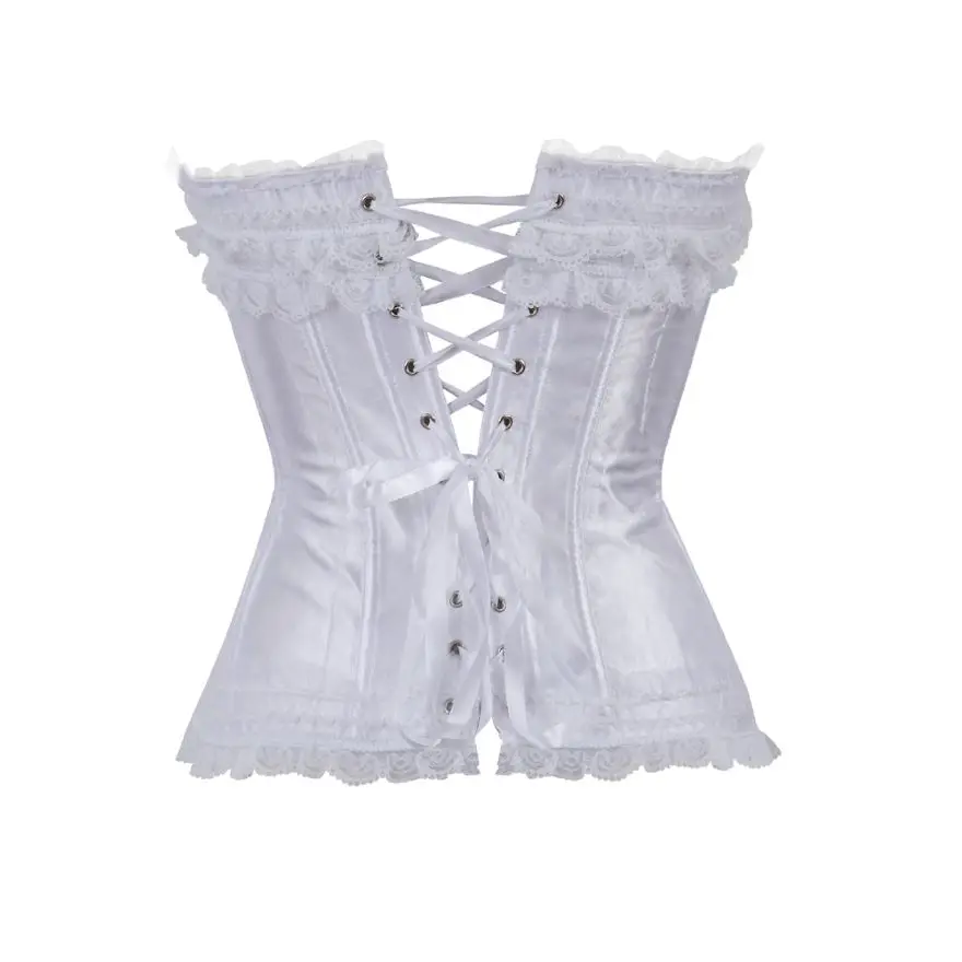 Sexy Spitze Overbust Korsett Top Frauen Vintage Satin Schleife Bustier Dessous mit Reiß verschluss plus Größe Body Shaper Burlesque Korsetts – Detail 7