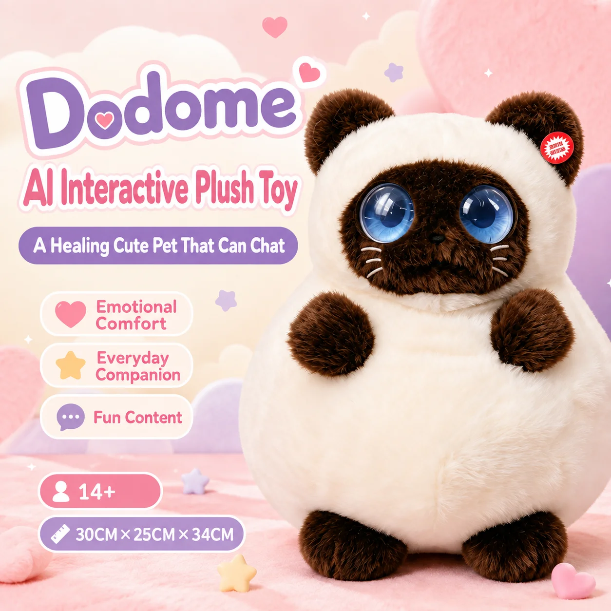 Smart AI Cute Cat Plush Toy Interactive Talking Robot Puppy Stuffed Doll Emotional Companion Pet Plushie Creative Birthday Gift