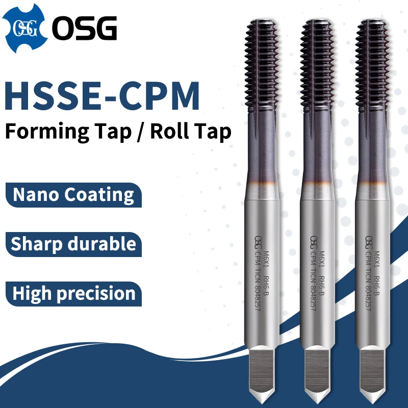 Japn OSG CPM Roll Forming Tap M1 M1.2 M1.4 M1.6 M1.8 M2 M2.2 M2.5 M3 M4 M5 M6 M8 M10 M12 Machine Screw Thread Taps