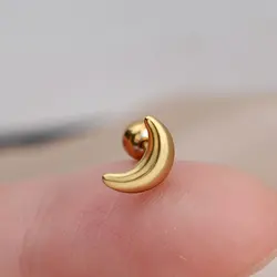 1Pcs Moon Heart Butterfly Cross Small Stud Earrings Zircon  Stainless Steel Helix Cartilage Female Piercing Jewelry Gifts