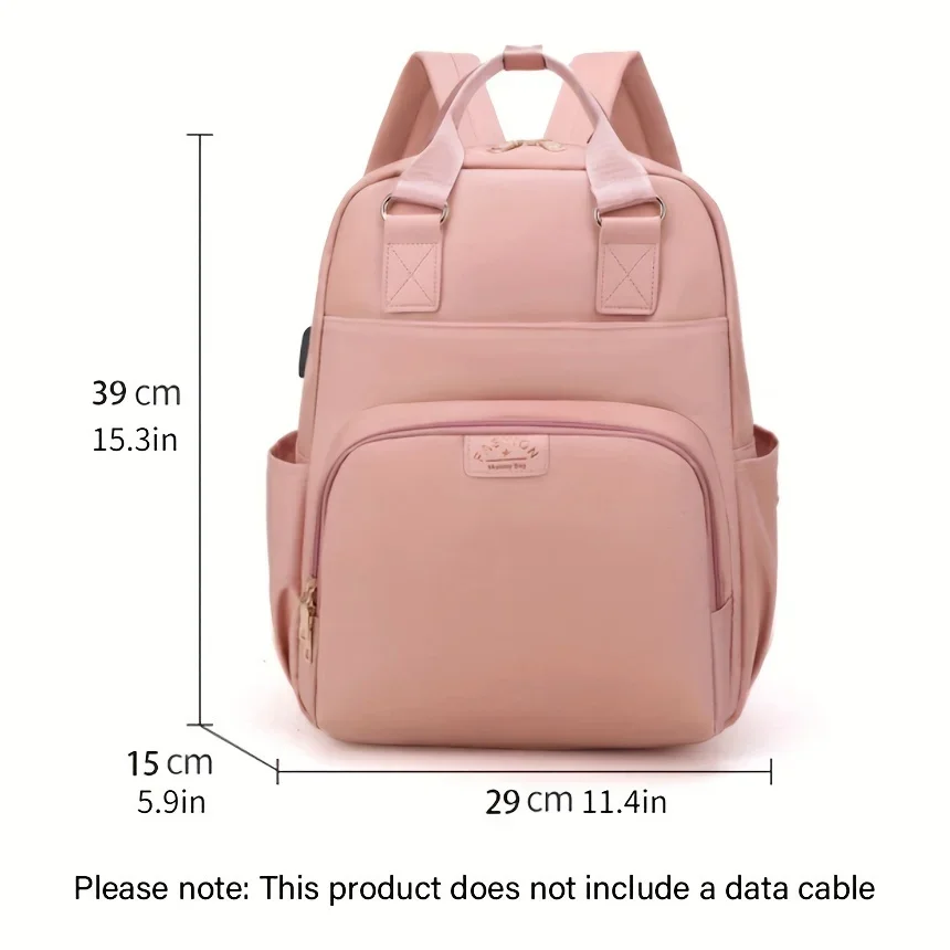 Portable Lightweight Diaper Backpack, Travel Outdoor Zipper Storage Rucksack, Oxford Solid Color Daypack