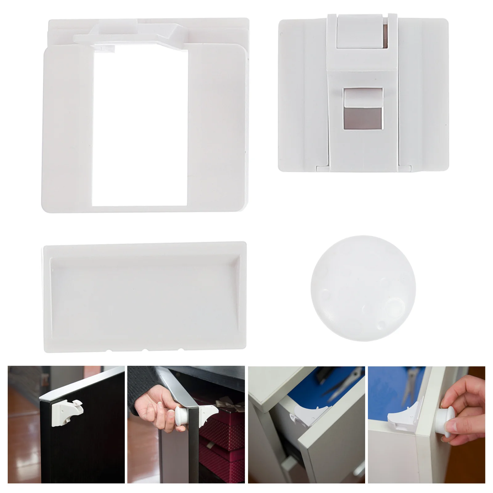 

10pcs Cabinet Locks Safety Proofing For Drawer Lock Magnetic Adhesive Lock Home Safety