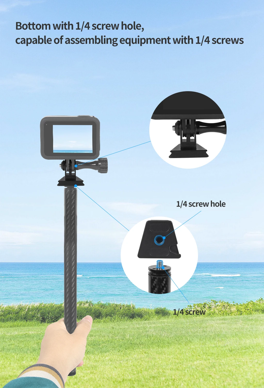 V-Mount-Platte, Schnellspanner, schneller Schalter, 1/4 Schraube für Gopro 13 Insta 360 X5 DJI OSMO 360 Kamerastativ-Adapter, Monitorständer – Detail 15