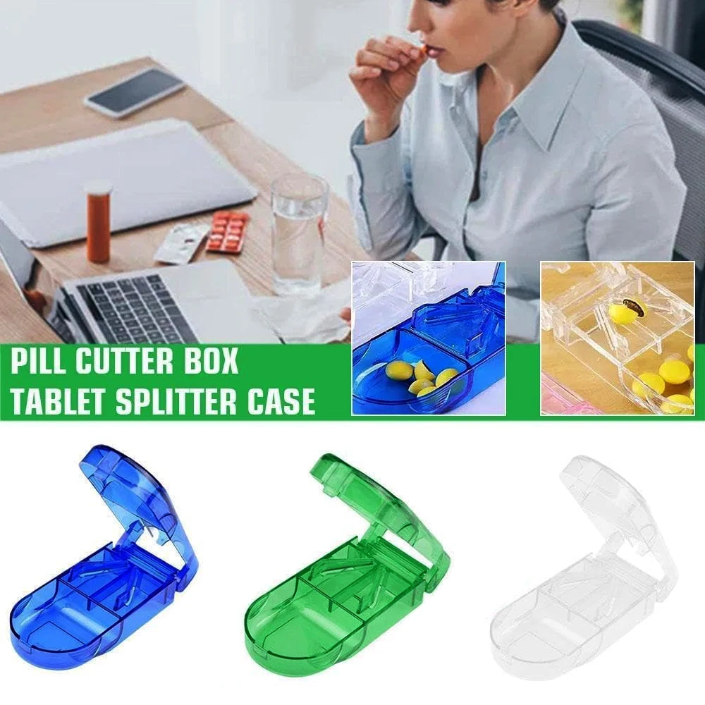 1/3Pcs Pill Cutter for Small Pills or Large Pills Adjustable - Cut Tablet in 1/2, with a Mini Pill Organizer Compartmen