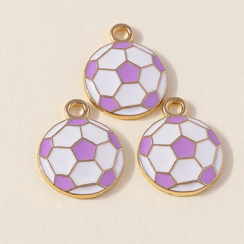 Leslie 10 Stück schöne Emaille-Mini-Ball-Sport-Fußball-Charms für Schmuckherstellung, DIY-Basketball-Fußball-Anhänger für baumelnde Ohrringe – Detail 6