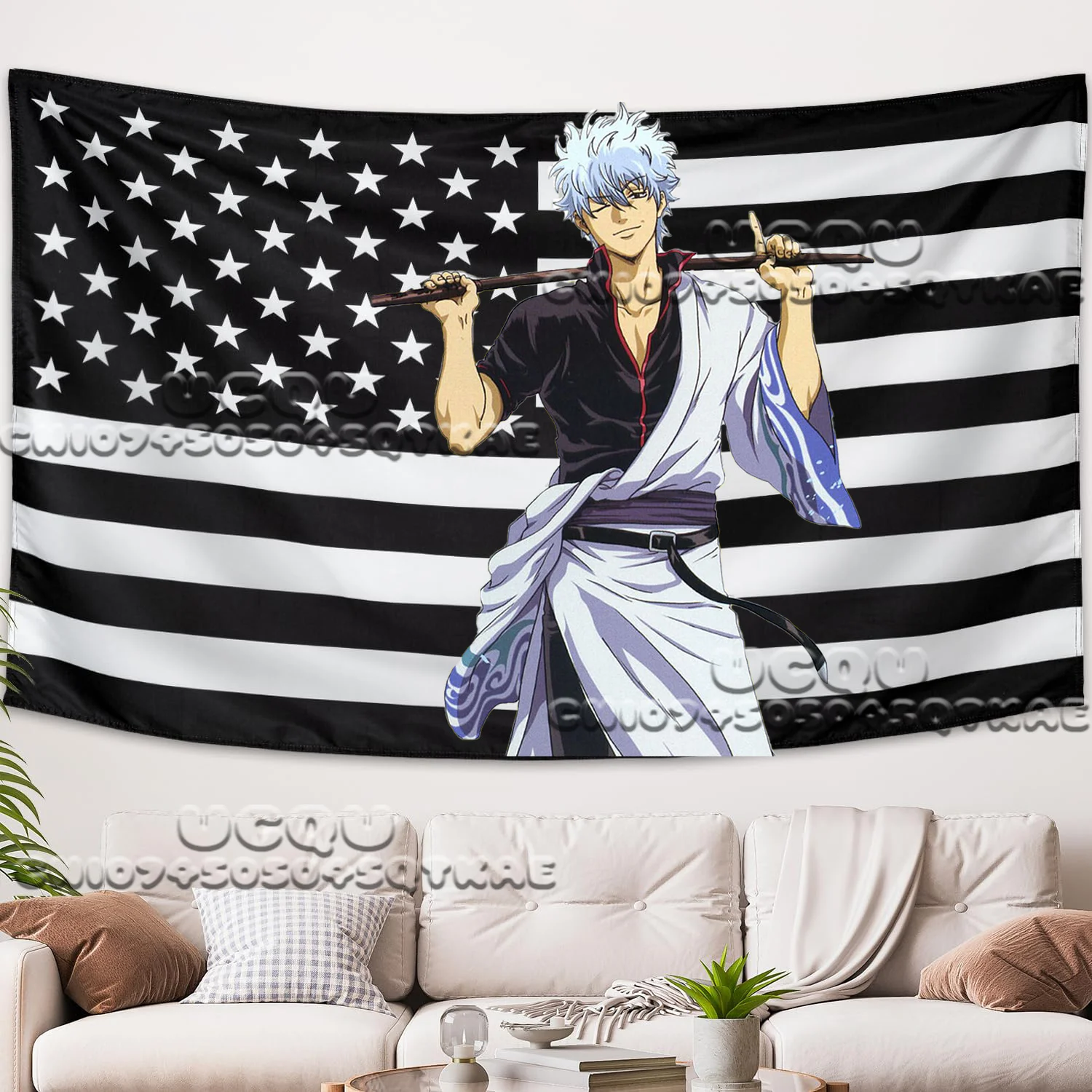 Gintama Amerikanische Flagge Wandteppich Animation Hintergrund Dekoration Schlafsaal Wandteppich Wohnzimmer Hintergrund Tuch Sakata Gintoki