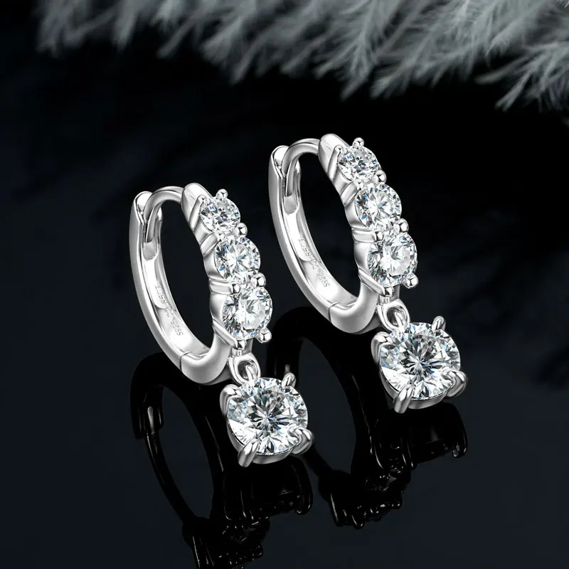 IOGOU 5mm&3.5mm&3mm&2.5mm D Moissanite Dorp Dangle Earrings Hoops 925 Silver for Women Fine Jewelry 2026 New Valentine's Gifts
