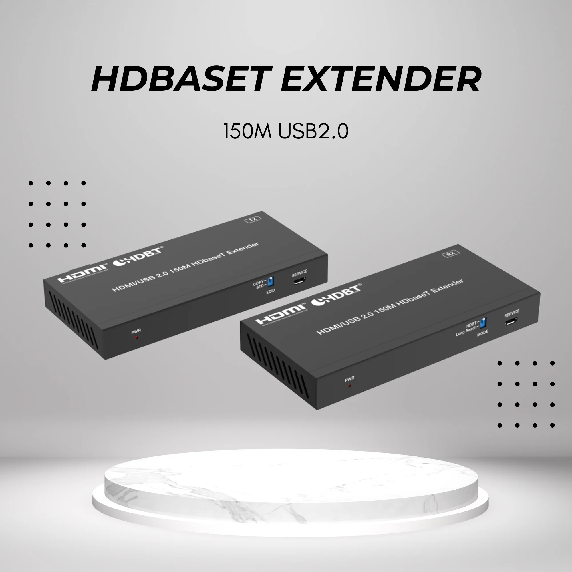 

18Gbps HDBaseT Extender 150m 492ft with USB 2.0 extend HDMI signal, bi-directional IR control signal and USB KVM signal CAT6