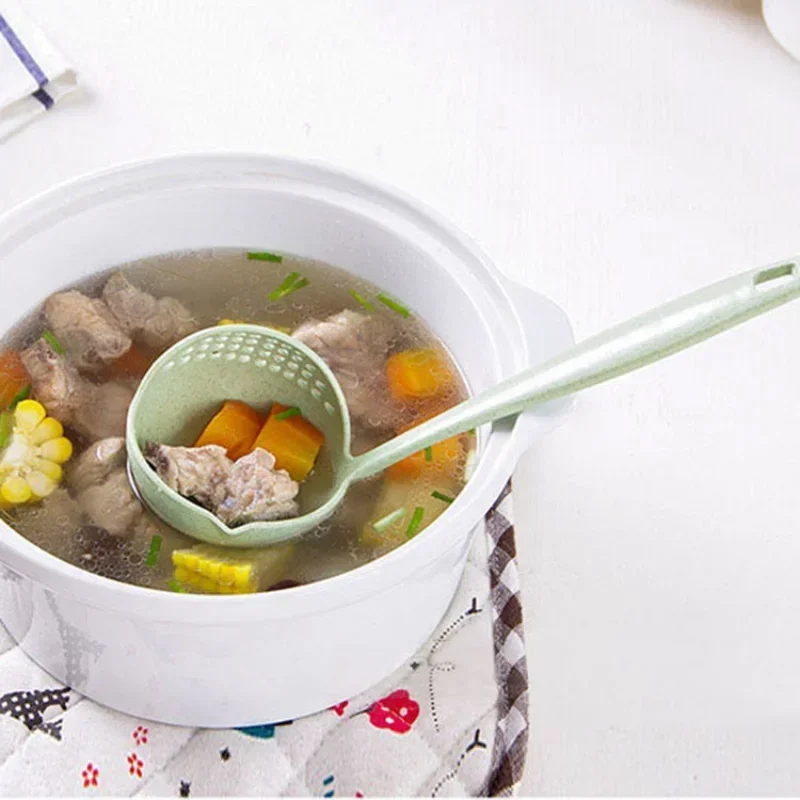 ملعقة حساء بلاستيكية بمقبض طويل ، مصفاة مطبخ ، مصفاة طهي بلون واحد ، مغرفة جديدة ، مصفاة أدوات طاولة ، ساخنة #5