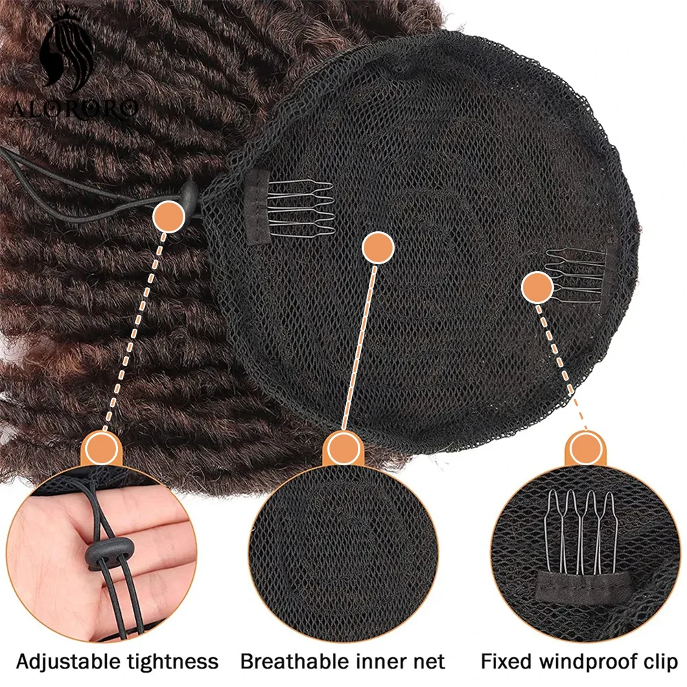 Pepper Show-Extensions de Queue de Cheval Dreadlocks Synthétiques pour Femmes Noires, Clips de Chignon Court, Extension de Cheveux, 8"