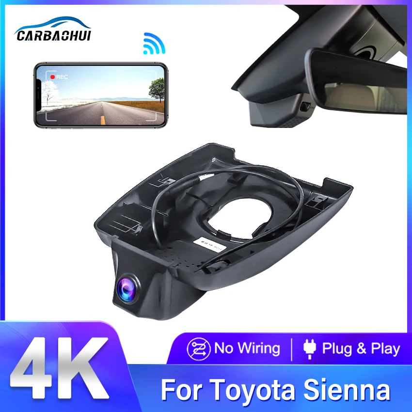 

HD 4K 2160P Plug and Play Hidden Car DVR Video Recorder Dash Cam Dashboard Camera For Toyota Sienna 2021 2022 2023 Night Vision