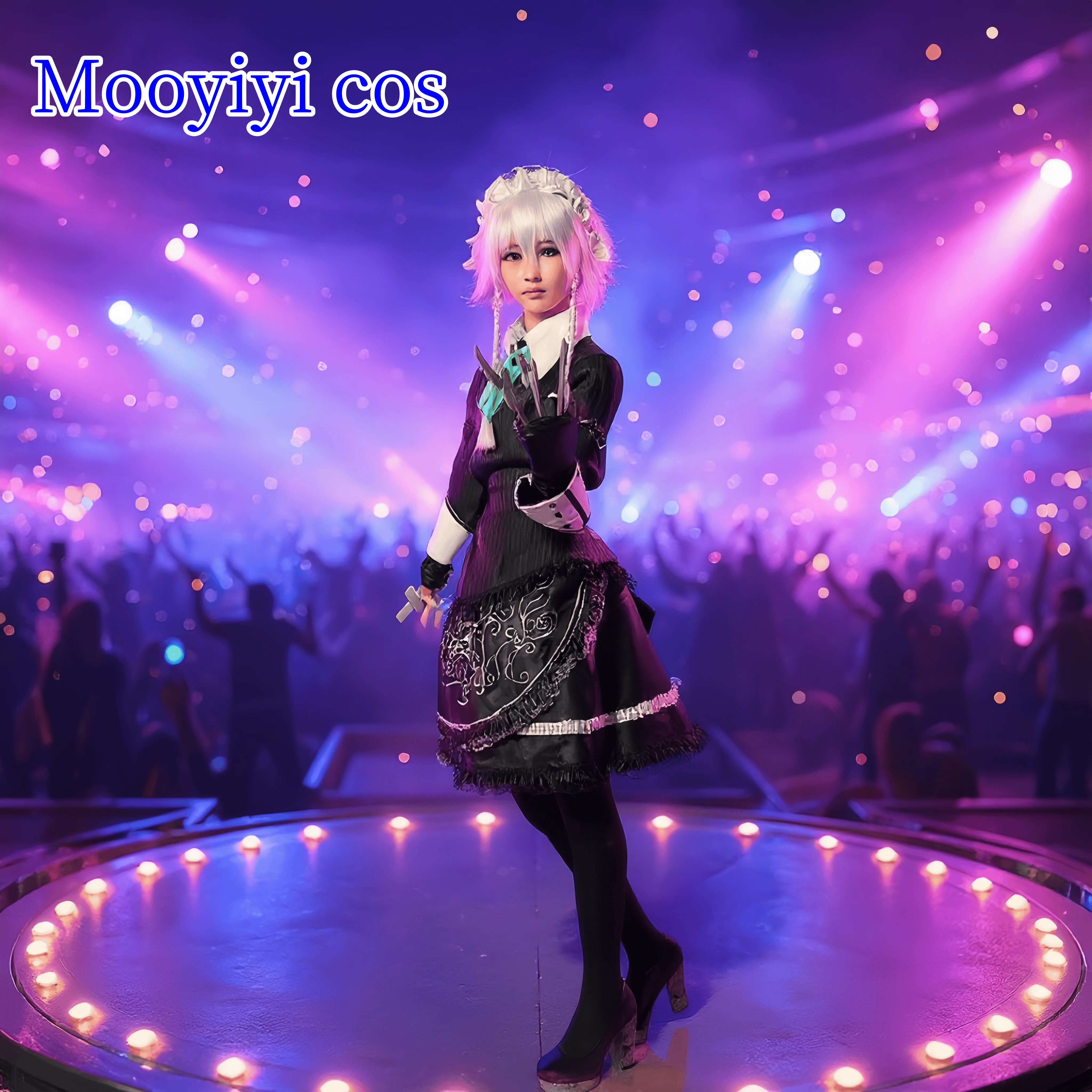 Recién disfraz de Izayoi Sakuya, disfraz de Halloween, Navidad, fiesta de juegos de rol, cómic, lindo vestido de Lolita, proyecto Touhou, peluca completa