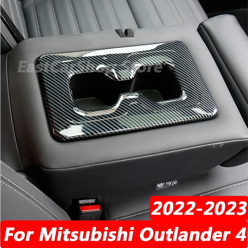 For Mitsubishi Outlander 4 2022 2023 Car Rear Drink Bottle Water Cup Holder Frame Decoration Cover Trim Car Accessories