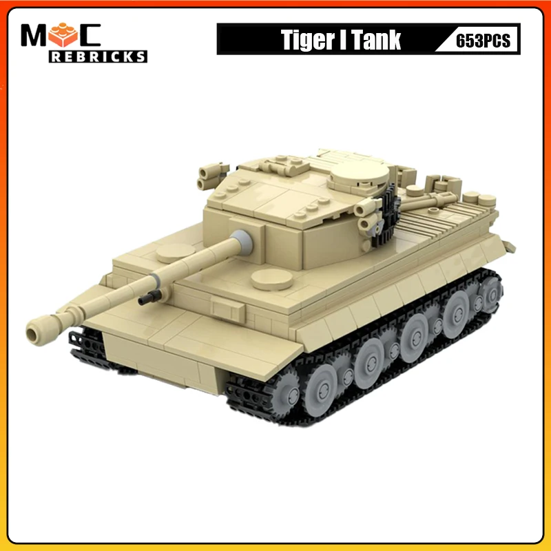

MOC Technology Bricks Classic Tiger I Tank Building Blocks German WWII Heavy Vehicles Model Small Particle Assembly Boy Toys