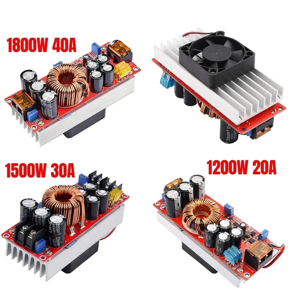 1800W 40A 1500W 30A 1200W 20A DC-DC Boost Converter Step Up Power Supply Module 10-60V to 12-90V Adjustable Voltage Charger