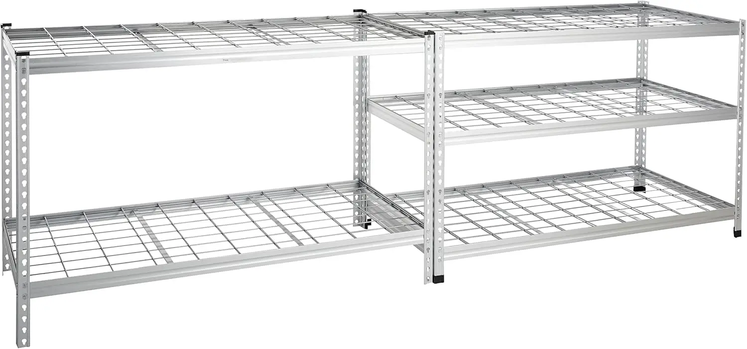 Heavy Duty Storage Shelving Unit, Double Post, 5 Shelf, High-Grade Aluminum, Silver, 60 x 24 x 78 Inch