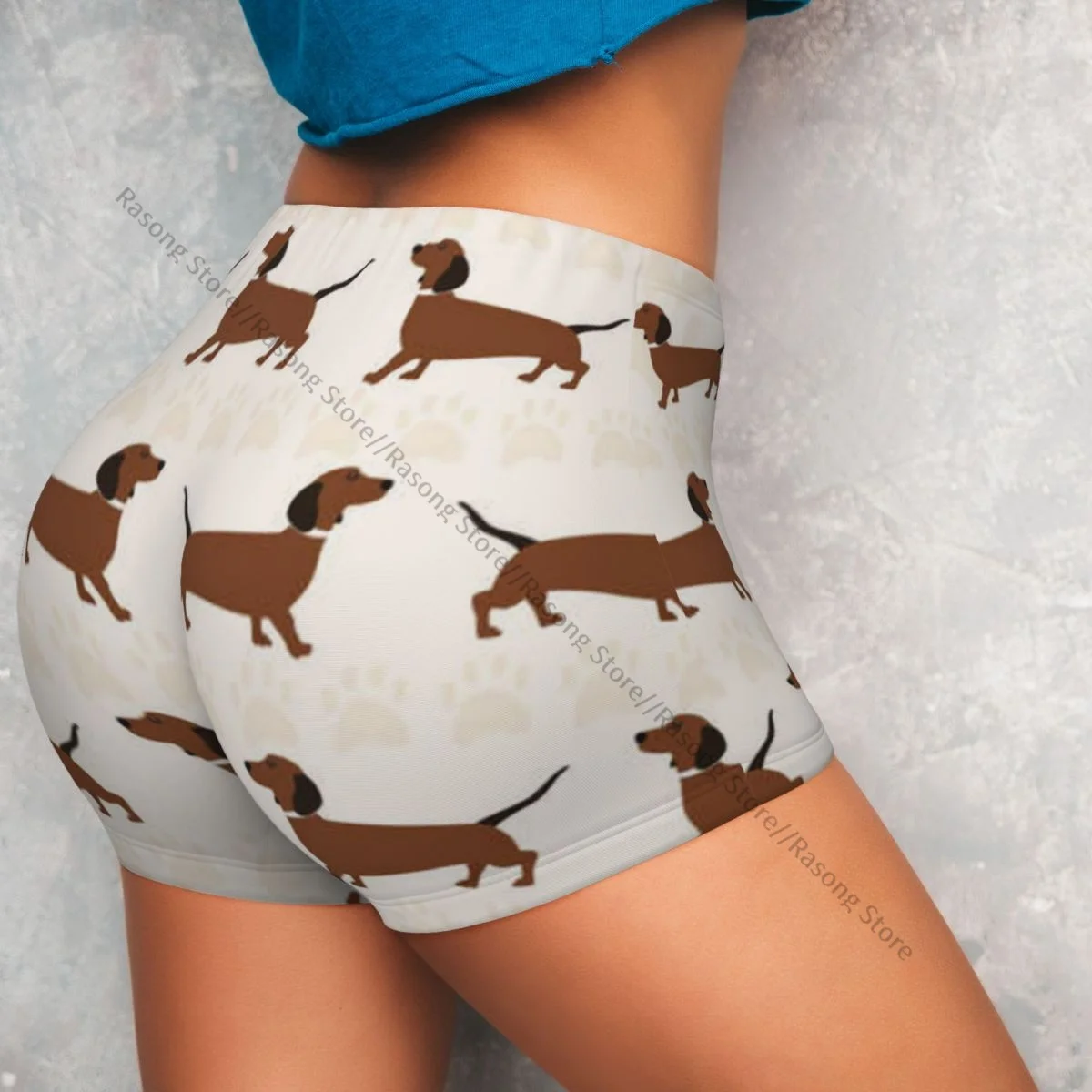 Spandex-Yoga-Shorts für Damen, Hunde der Dackelrasse, Workout-Booty-Shorts