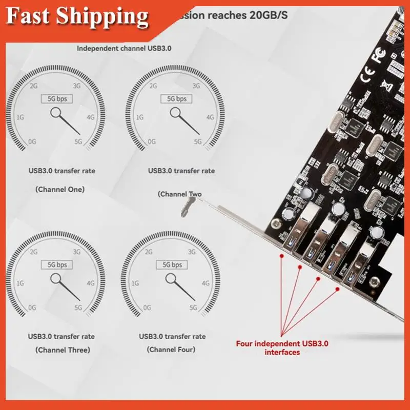 Эффективная 4-портовая карта USB3.0 PCI Express USB 3.0 Адаптер карты расширения PCI-E Карта PCI Express для настольного компьютера
