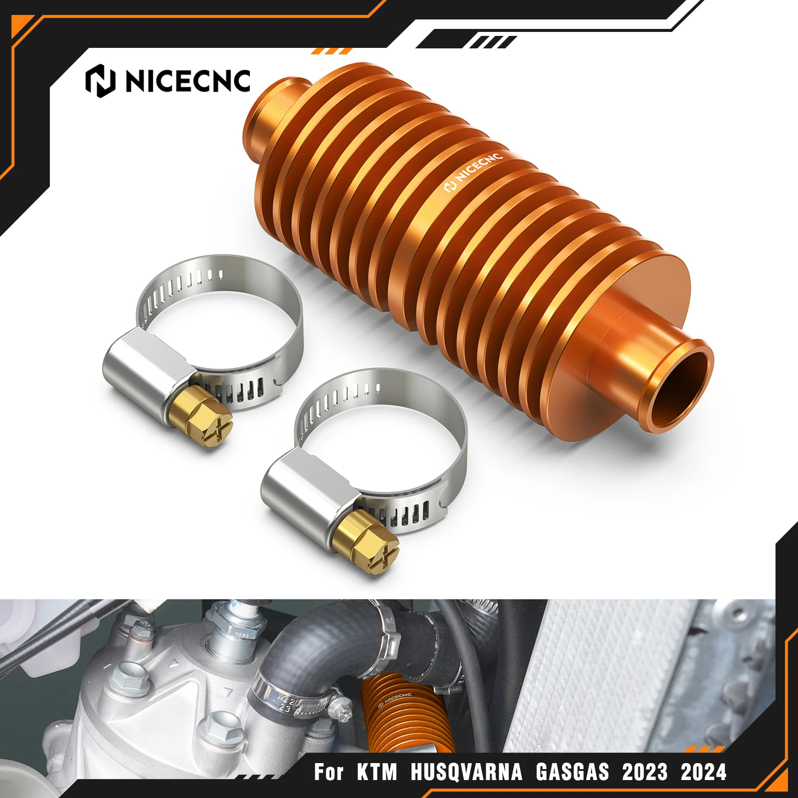 

NICECNC For KTM EXC 300 XCW 250 2024 XC 300 SX 250 2024 For Husqvarna TE 300 TE250 GasGas EC300 Radiator In Line Water Cooler