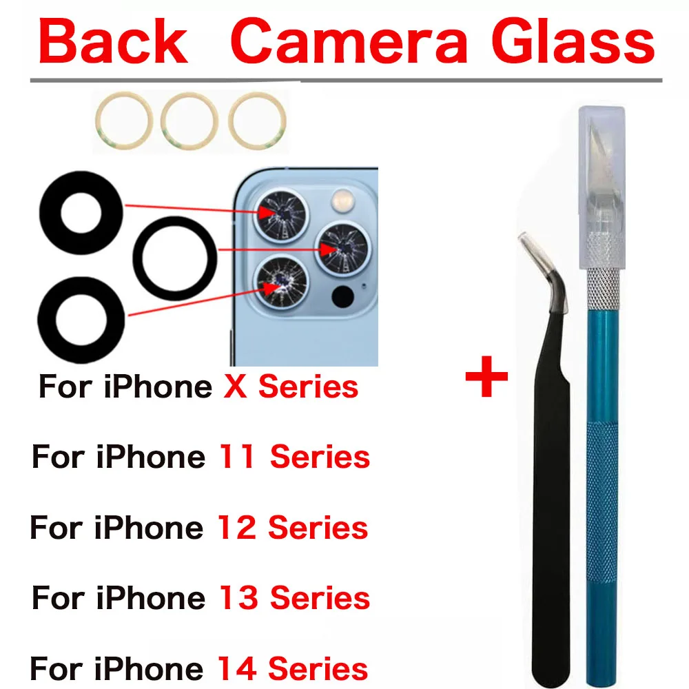 

Pop Rear Camera Glass Lens Replacement For IPhone X XR XS 11 12 13 14 Mini Pro Max And Remove Tools