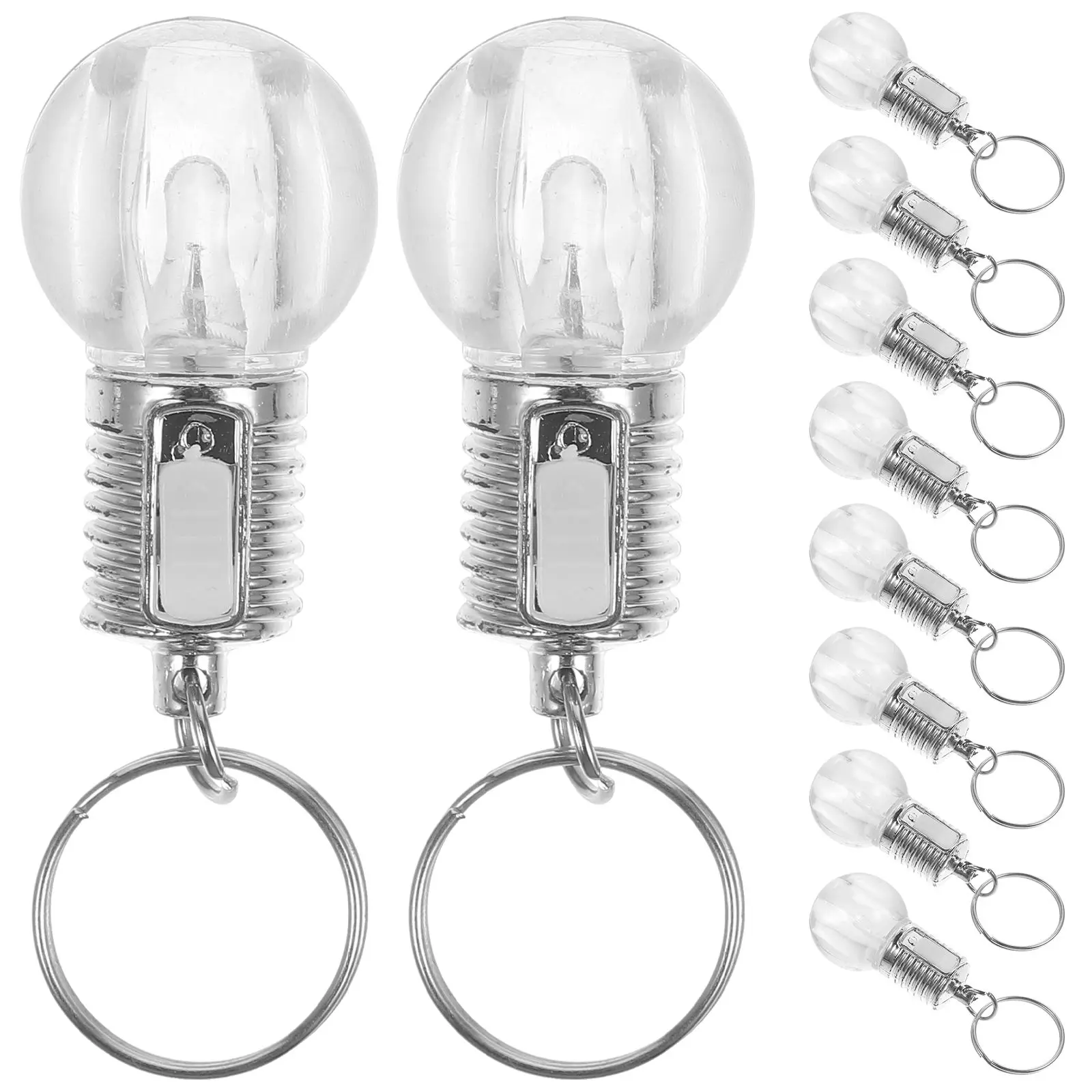 10 Pcs LED Bulb Keychain Light Keyring Lighted Small Pendant Flashlight Mini Torch Fob