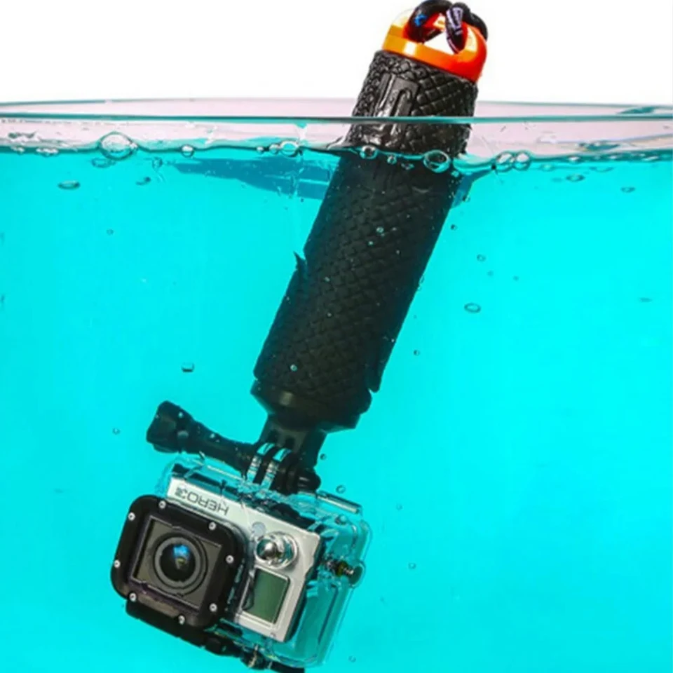 Poignée Flottante Antidérapante Pour GoPro DJI Osmo Action - Monopode EVA Orange Flottant, Rotatif 180°, Compatible Akaso Brave 7 EK7000