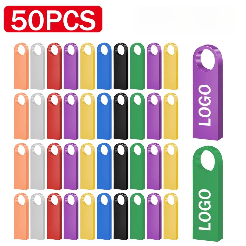 50Pcs/lot Metal usb 2.0 flash drive 128gb 64gb waterproof portable Pen drive 32gb 16gb 8gb 4gb Free Custom Logo Flash Disk
