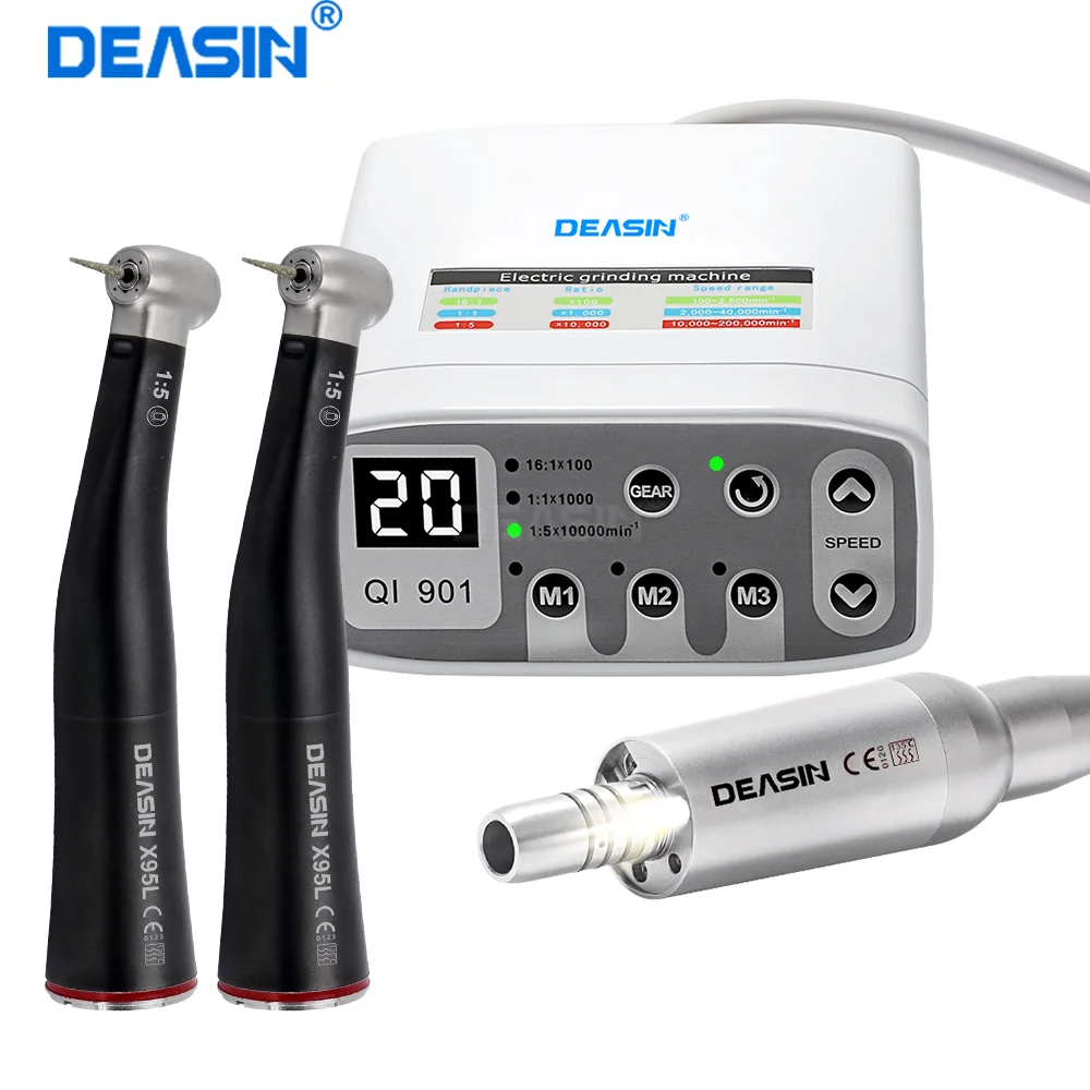 Hot Dental LED Electric clinical brushless micro motor work With Black 1:5 Fiber optic LED Contra Angle Dentist Low Speed Han