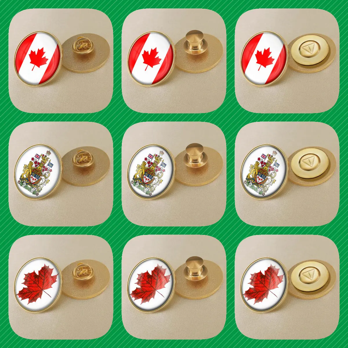 Canada Canadian Map Flag National Emblem Brooches Badges Lapel Pins