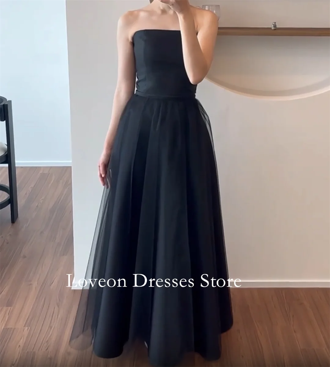 Sem alças preto formal vestidos de noite até o chão sem mangas elegante estilo coreano personalizado elegante baile de formatura crescidos festa feminina